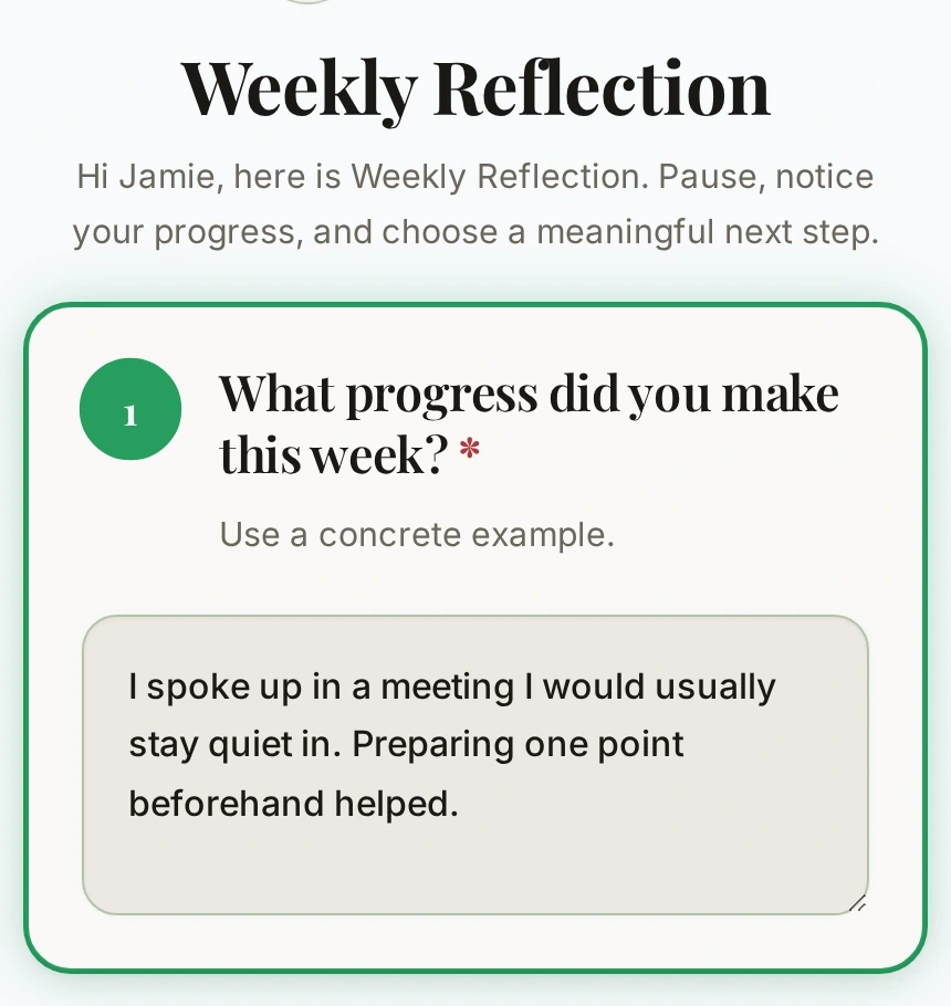 A client’s weekly reflection