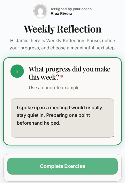 Actual client worksheet opened on a mobile screen